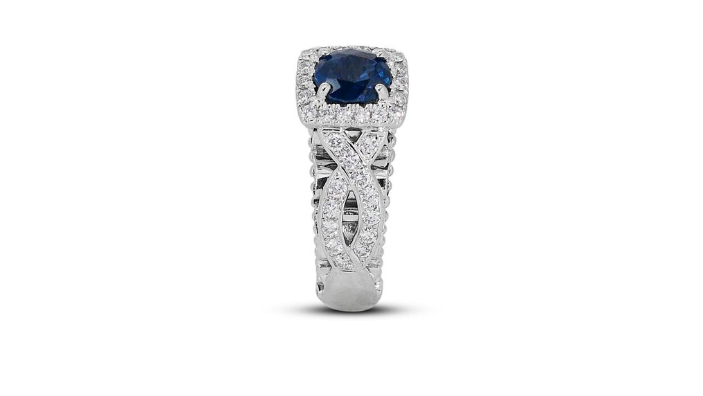 Ring - 18 kt. White gold -  3.27ct. tw. Sapphire - Diamond #3.2