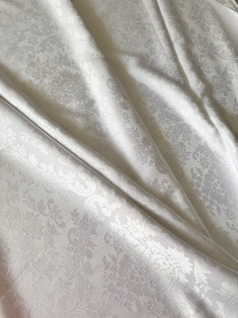 Πολυτελές και αντίκα λευκό ύφασμα δαντέλας San Leucio σε γαλλικό στυλ Ροκοκό. - Ύφασμα ταπετσαρίας  - 2.8 m - 2.6 m #1.0