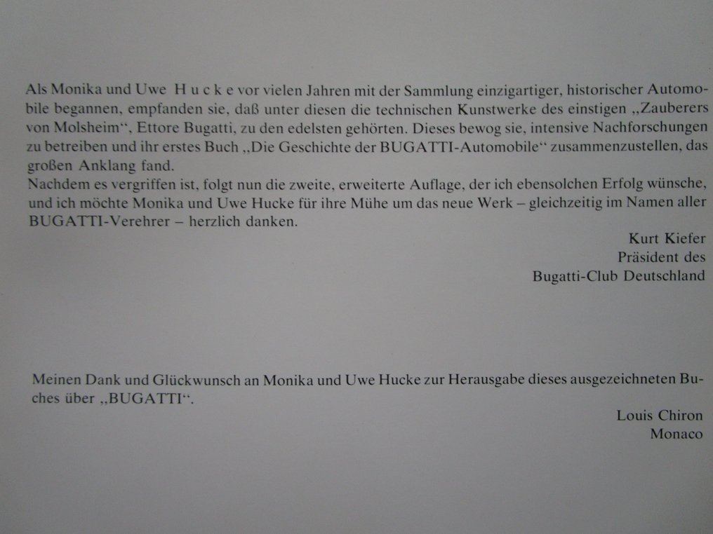 Book - Bugatti - Bugatti, Dokumentation einer Automobilmarke, Monika & Uwe Hucke 1976, 2. erweiterte Auflage - 1976 #1.2
