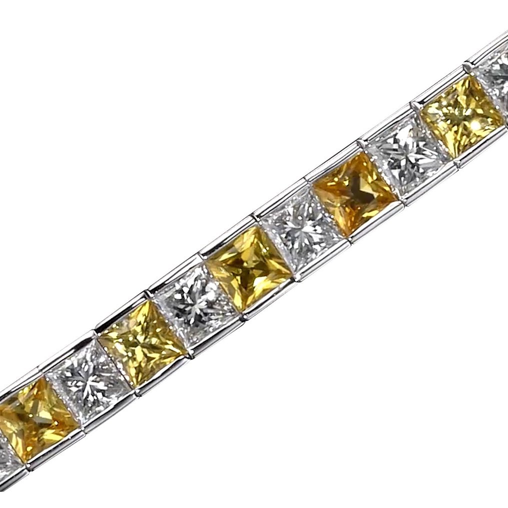 Bracelete Ouro branco Diamante  (Natural) - Safira #2.1