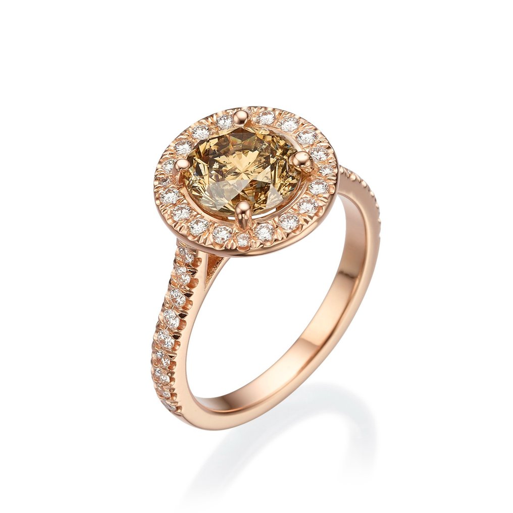 Wyrazisty pierścionek (statement) - 18-karatowe Żółte złoto Diament #1.1