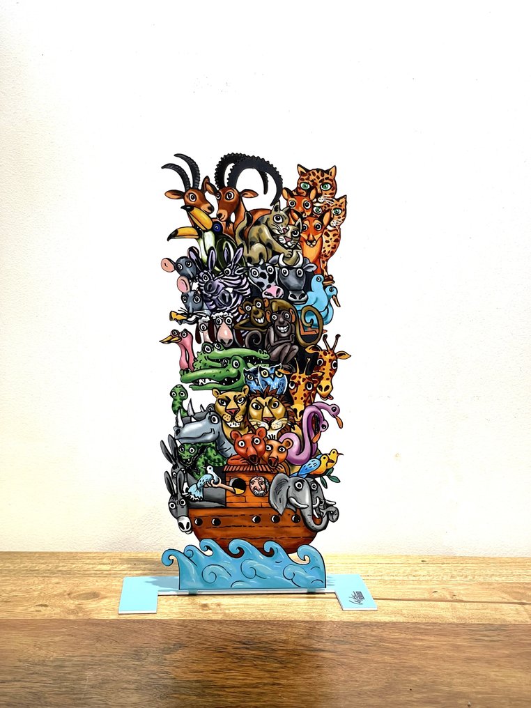 David Gerstein (1944) - 雕塑, Noah's Ark - 30 cm - 钢板切割上的丝网印刷，双面 - 2012 #1.0