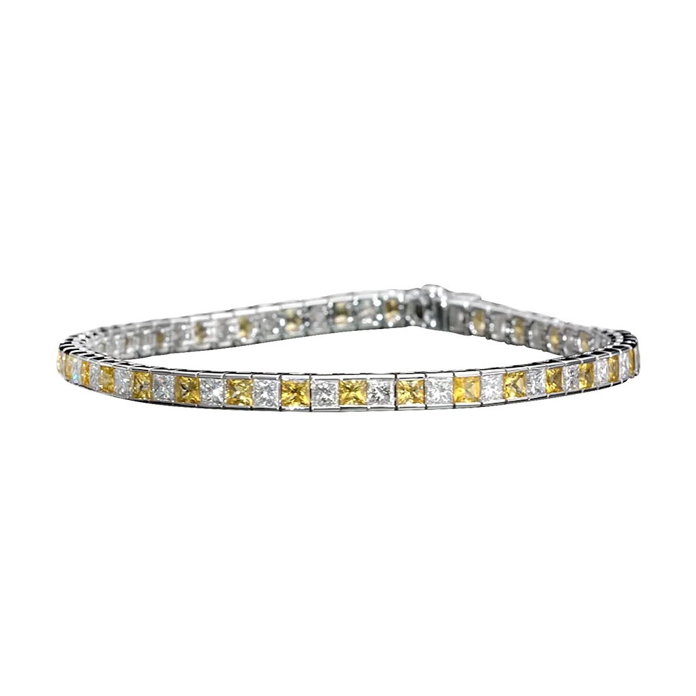 Bracelete - 18 K Ouro branco Diamante  (Natural) - Safira #1.2