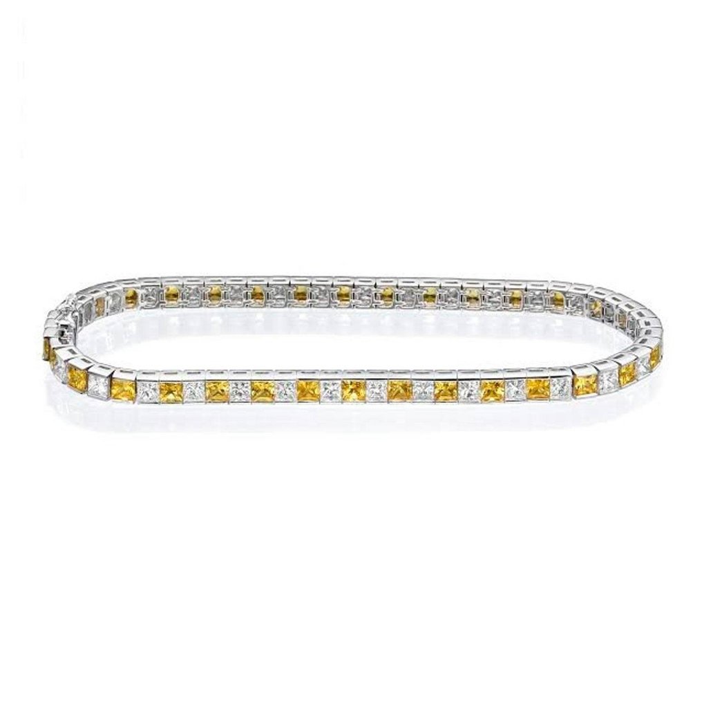 Bracelete Ouro branco Diamante  (Natural) - Safira #1.1