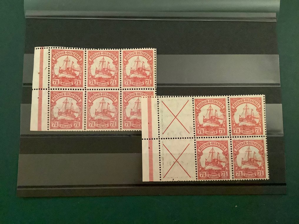 Duits Oost-Afrika 1918 - Twee postzegelblaadjes - Michel HB 12A en 13A #1.0