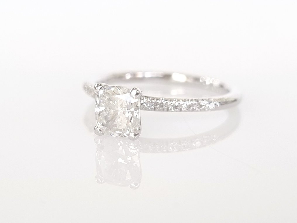 Pierścionek zaręczynowy - 14-karatowe Białe złoto -  1.14ct. tw. Diament  (Naturalny) #3.2