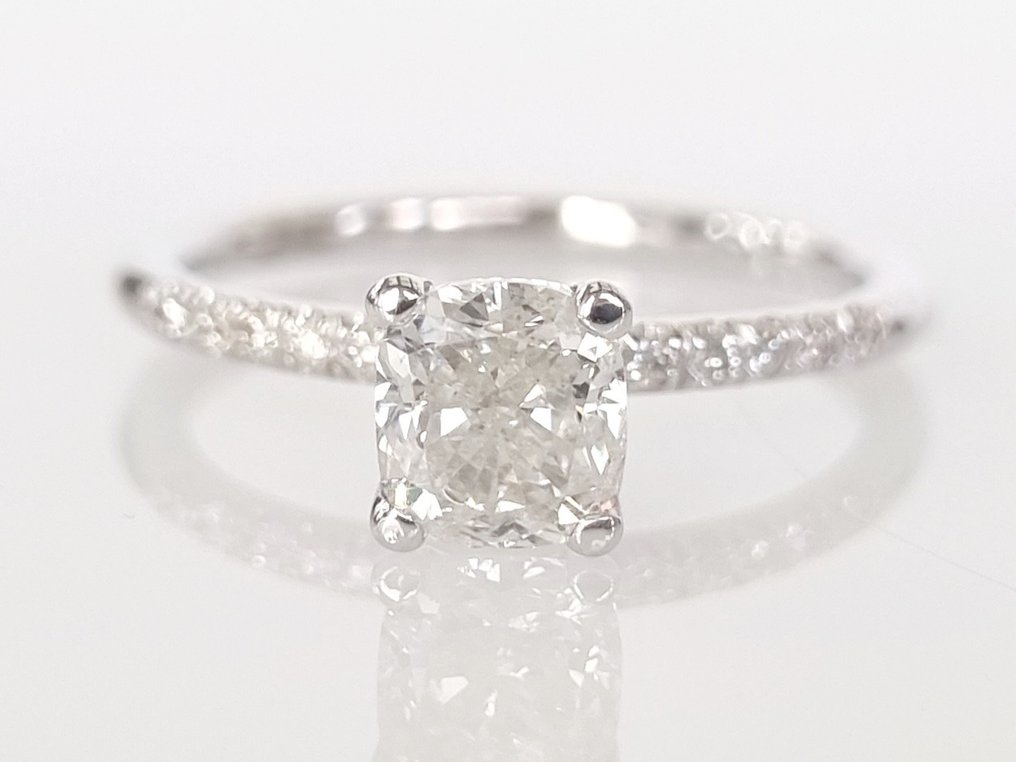 Bague de fiançailles - 14 carats Or blanc -  1.14ct. tw. Diamant  (Naturelle) #1.1