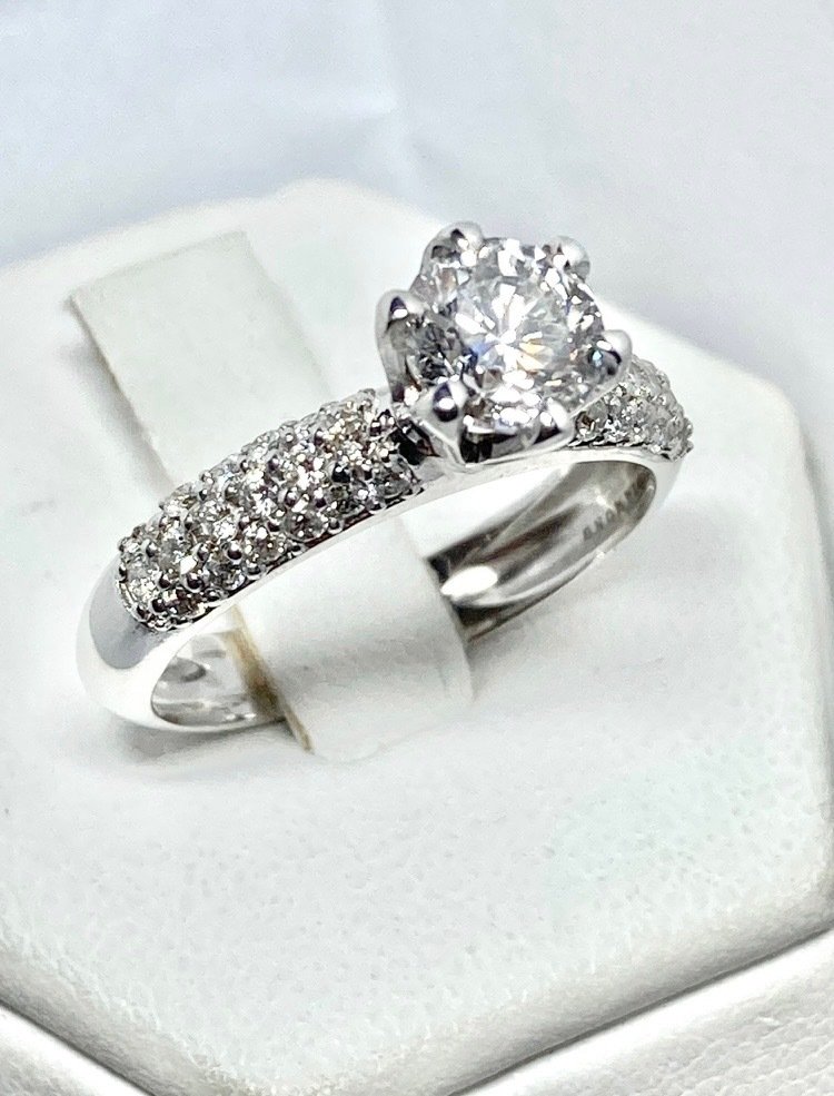 Pala Diamond - Pierścionek Białe złoto Diament  (Naturalny) - Certyfikat Igi #1.1