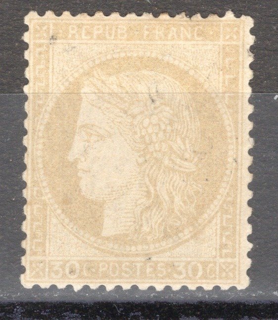 France 1872 - Ceres 3rd Rep. No. 56, New* signed Calves, sold with certificate. Discolored. Beautiful - Yvert #1.1