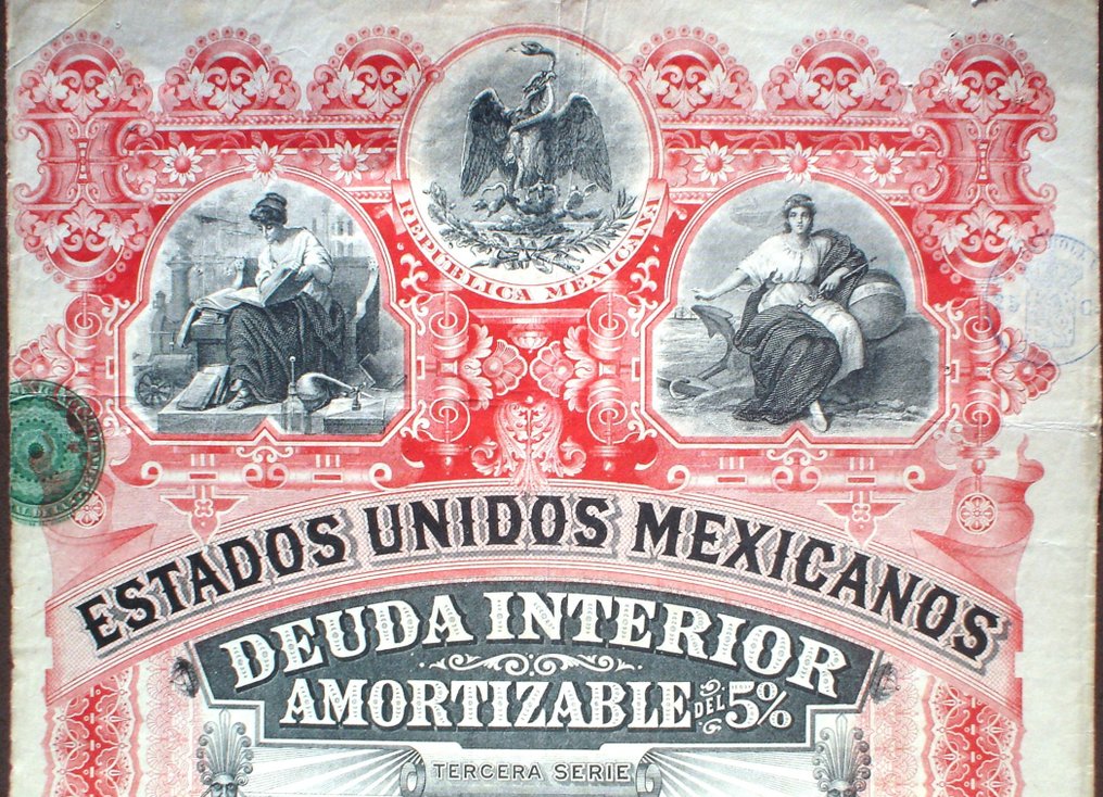 Συλλογή ομολόγων ή μετοχών - Πιστοποιητικά κρατικών ομολόγων του Μεξικού 20 + 100 £ χωρίς ακύρωση + περισσότερα #2.3