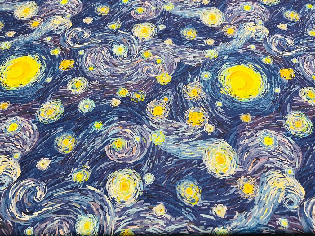 Exklusiver Stoff mit Van Goghs „Sternennacht“-Motivdruck, 3,00 x 2,80 Meter – Baumwolle - Polsterstoff  - 300 cm - 280 cm #1.1