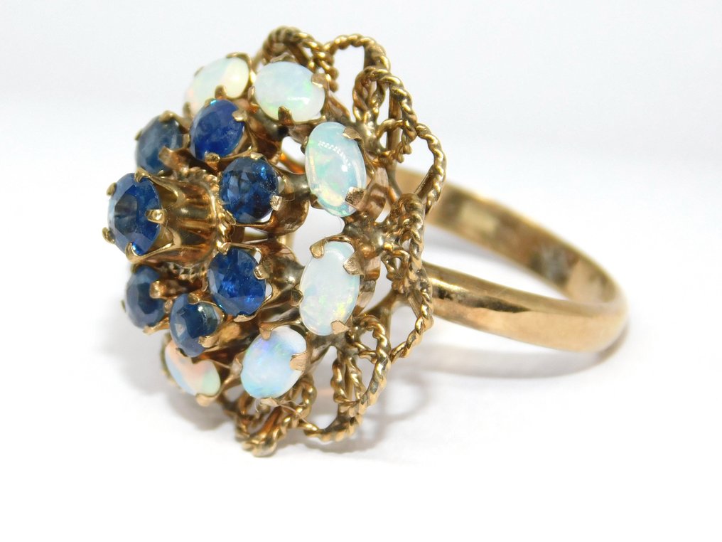 2.5 carats total environ - 14 克拉 金色, 黃金 - 戒指 藍寶石 - Opals, Sapphires #2.1