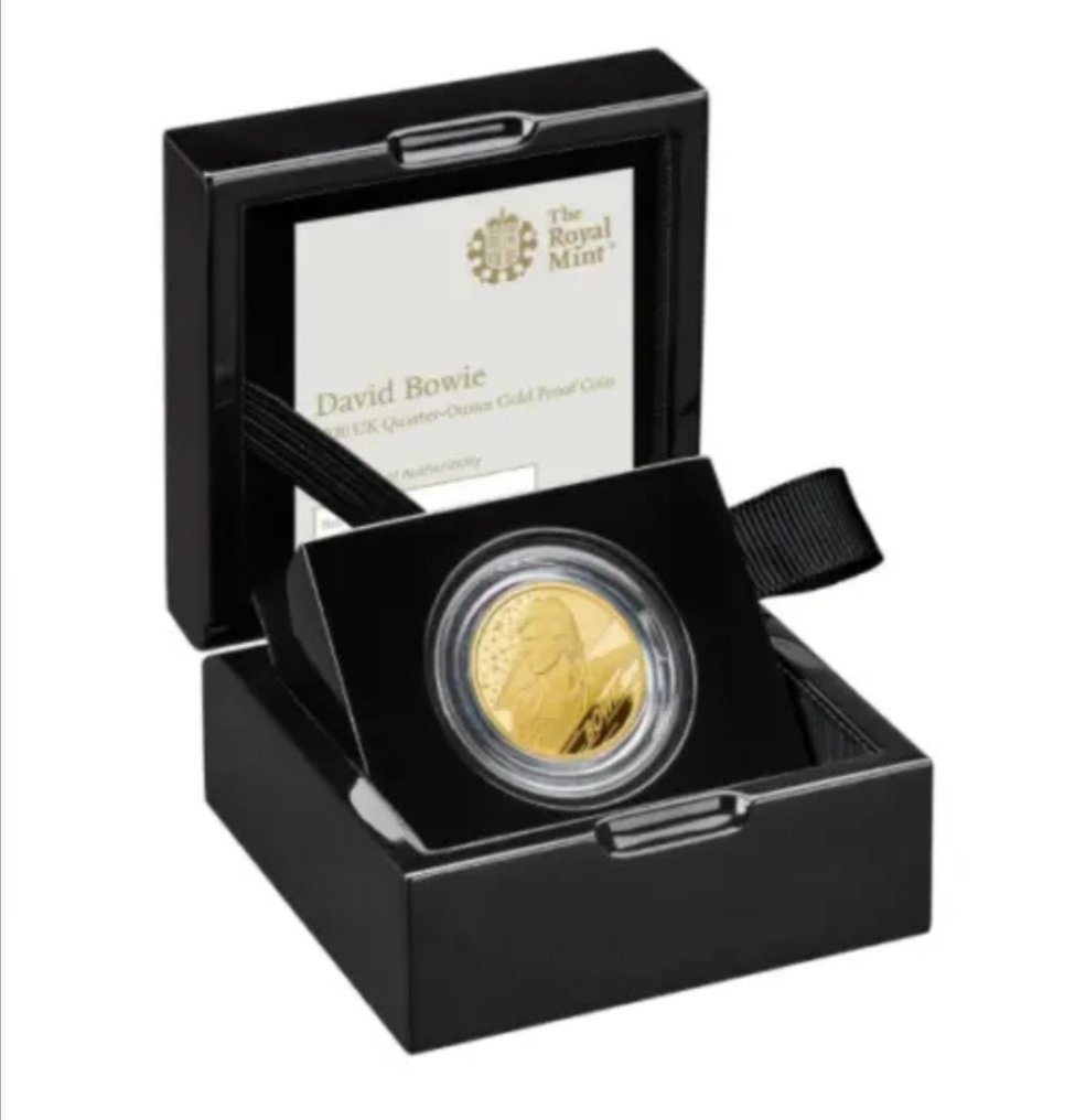 David Bowie - Moneda británica a prueba de oro de un cuarto de onza - The Royal Mint - 2020 - Edición limitada numerada #2.2