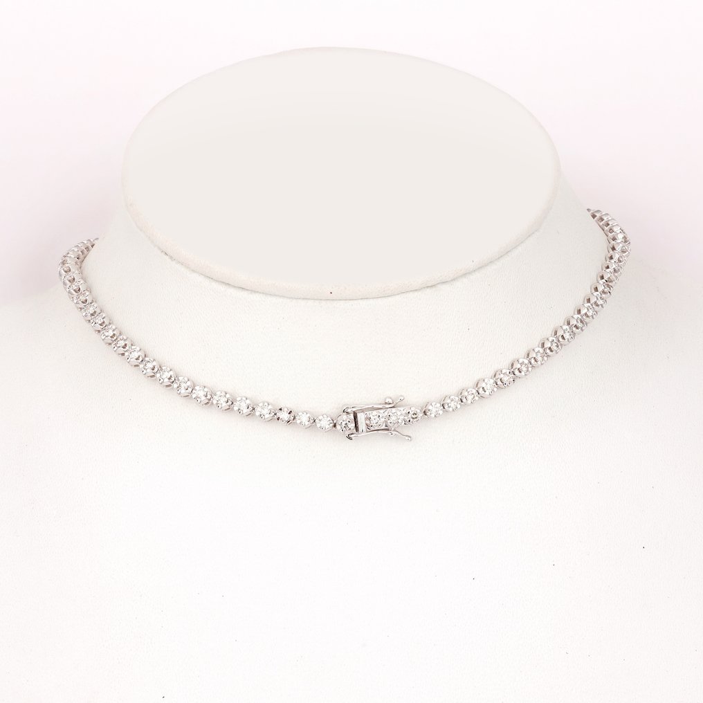 Necklace - 18 kt. White gold -  7.79ct. tw. Diamond  (Natural) #2.1