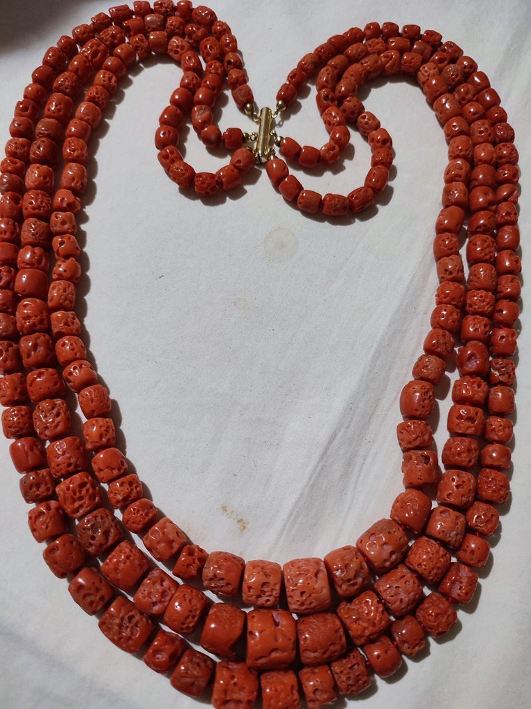 Necklace - 18 kt. Yellow gold Blood Coral #1.2