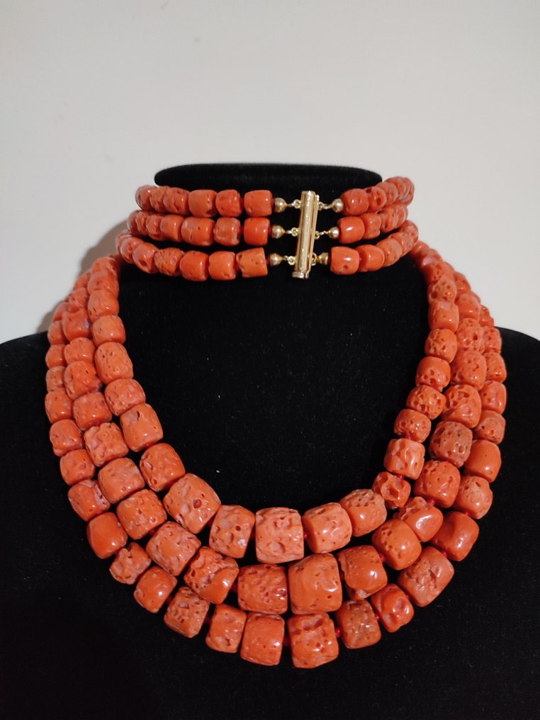 Necklace - 18 kt. Yellow gold Blood Coral #1.1