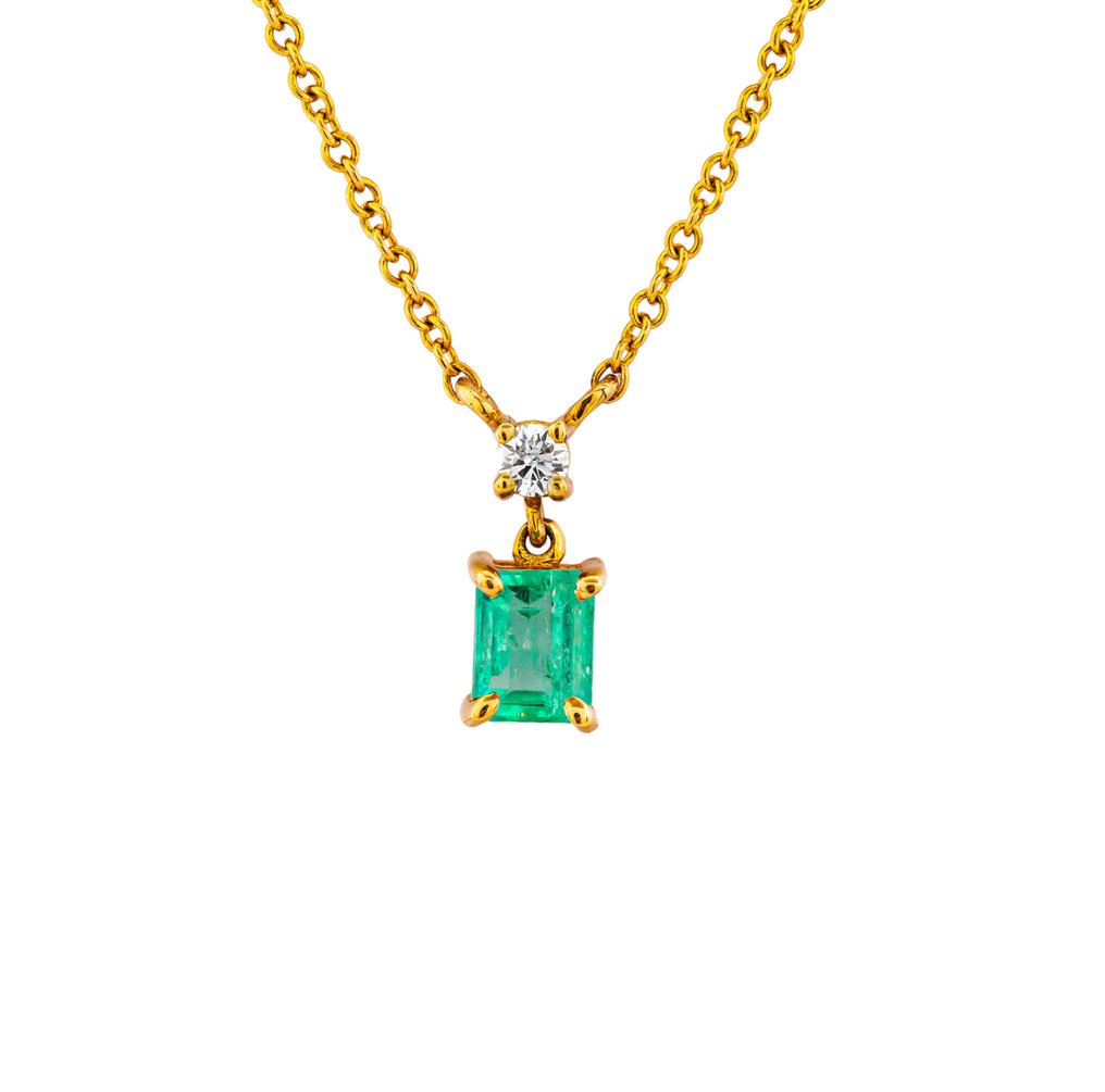 Collana Oro giallo -  0.52ct. tw. Smeraldo - Diamante #1.1
