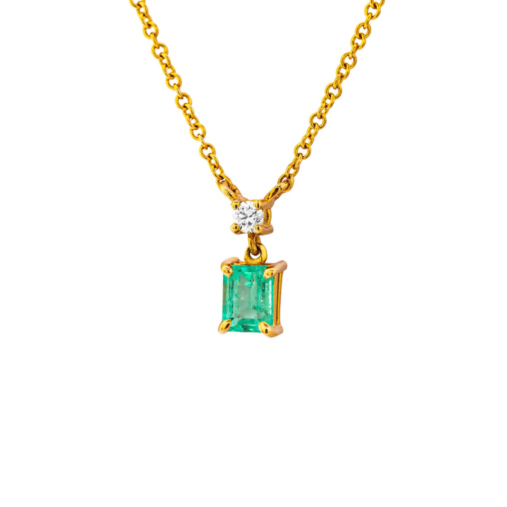 Collana Oro giallo -  0.52ct. tw. Smeraldo - Diamante #1.2