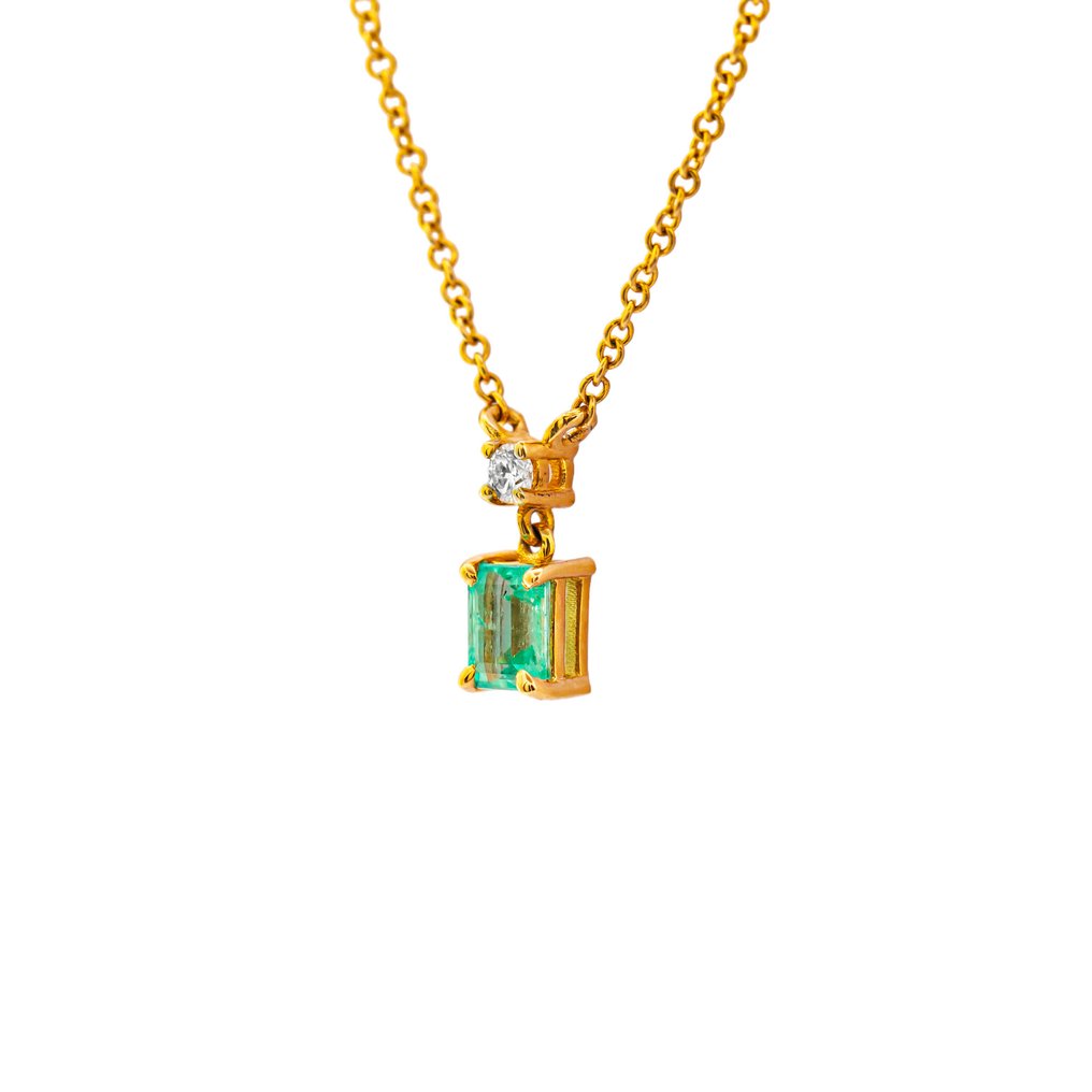 Collana Oro giallo -  0.52ct. tw. Smeraldo - Diamante #3.2