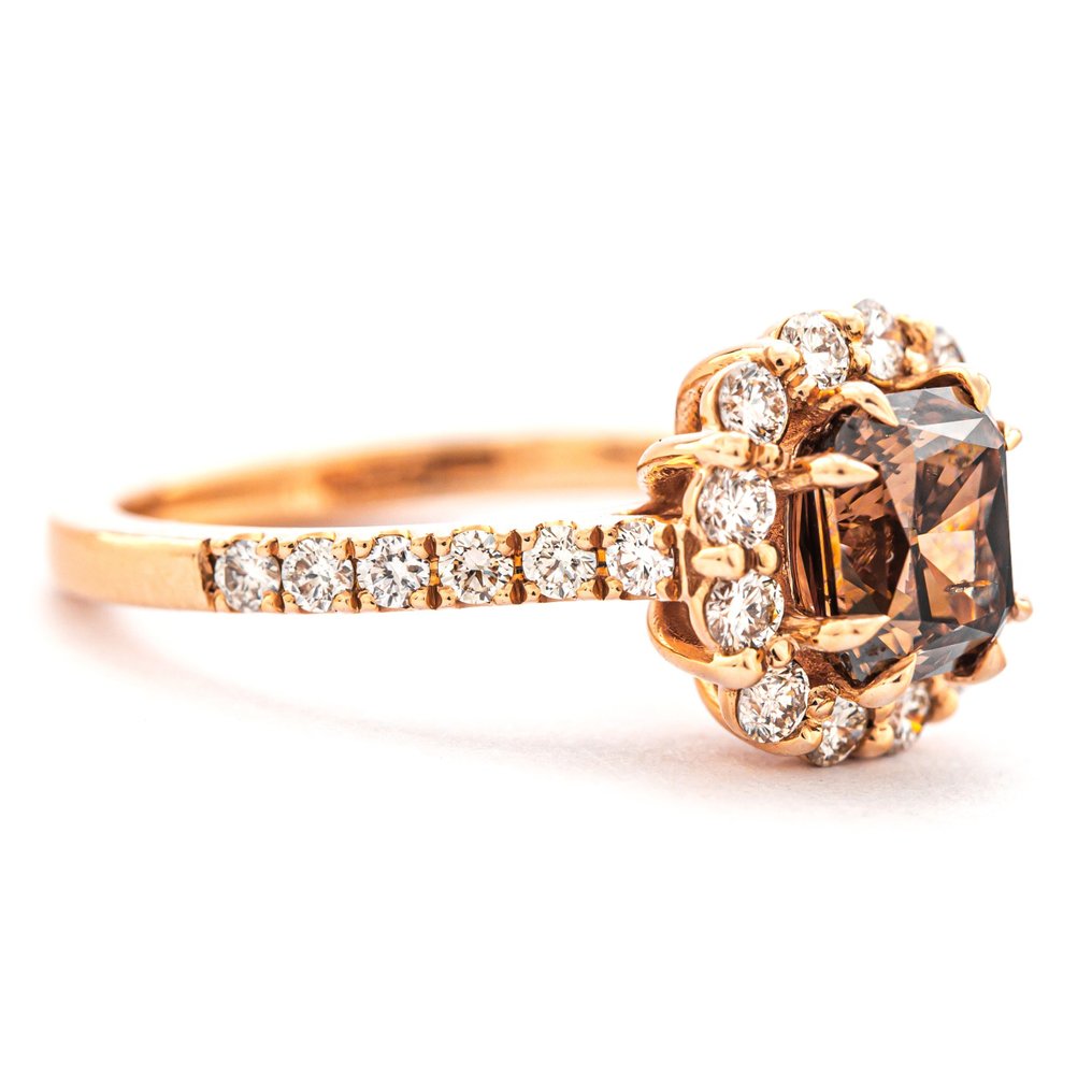 Anel Ouro rosa Castanho Diamante  (Colorido natural) - Diamante #3.2