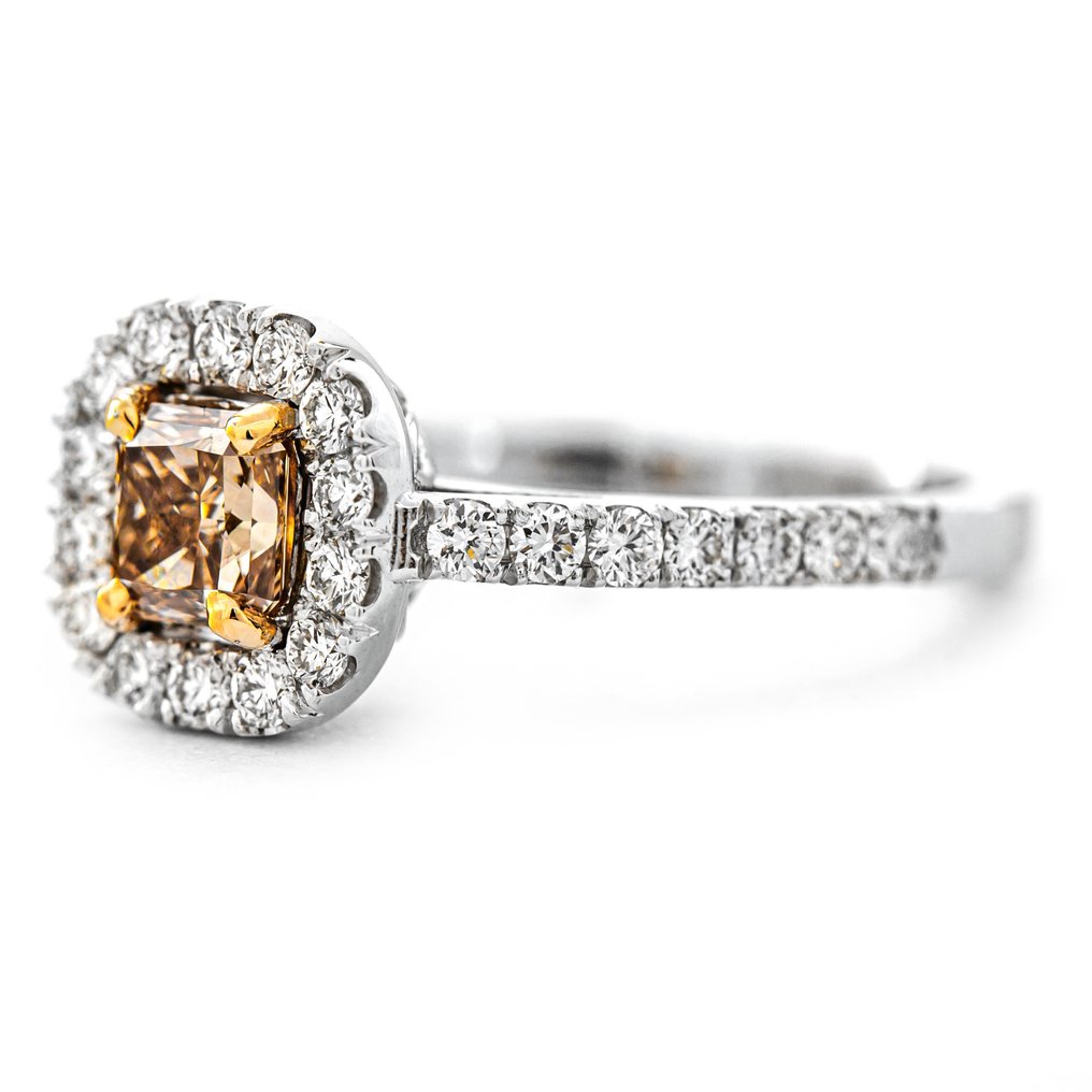 Anello Oro bianco, Oro giallo Marrone Diamante  (Colorato naturale) - Diamante #3.1