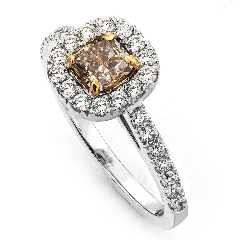 Anello Oro bianco, Oro giallo Marrone Diamante  (Colorato naturale) - Diamante #1.2