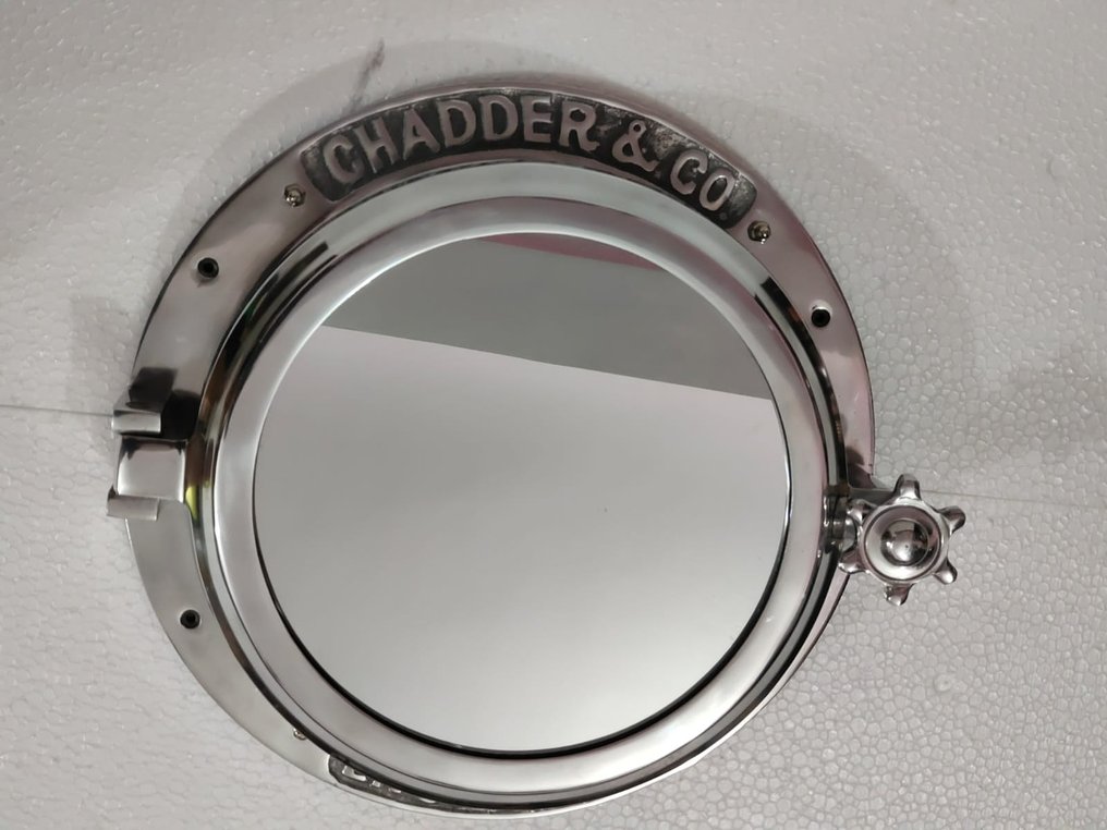 Objetos náuticos - XXL Patrijspoort van Chadder & Co. (41CM!) Elegant Antieke Maritiem Schippers badkamer spiegelkast - Aço, Alumínio, Vidro, Madeira #4.3