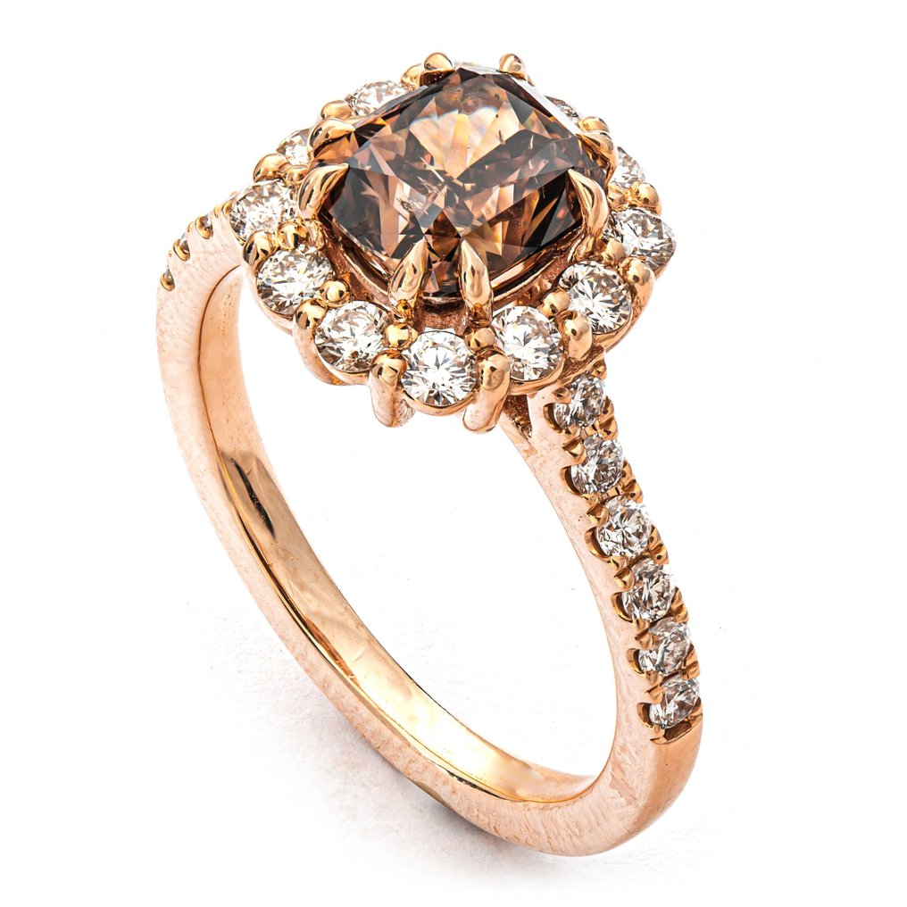Anel Ouro rosa Castanho Diamante  (Colorido natural) - Diamante #1.2