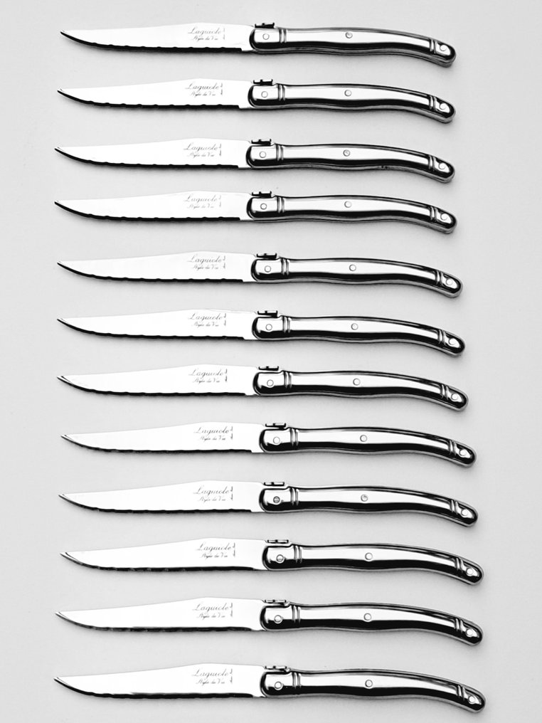Laguiole - 12x Steak Knives - completely Stainless Steel - style de - 餐刀套裝 (12) - 不銹鋼 #1.0
