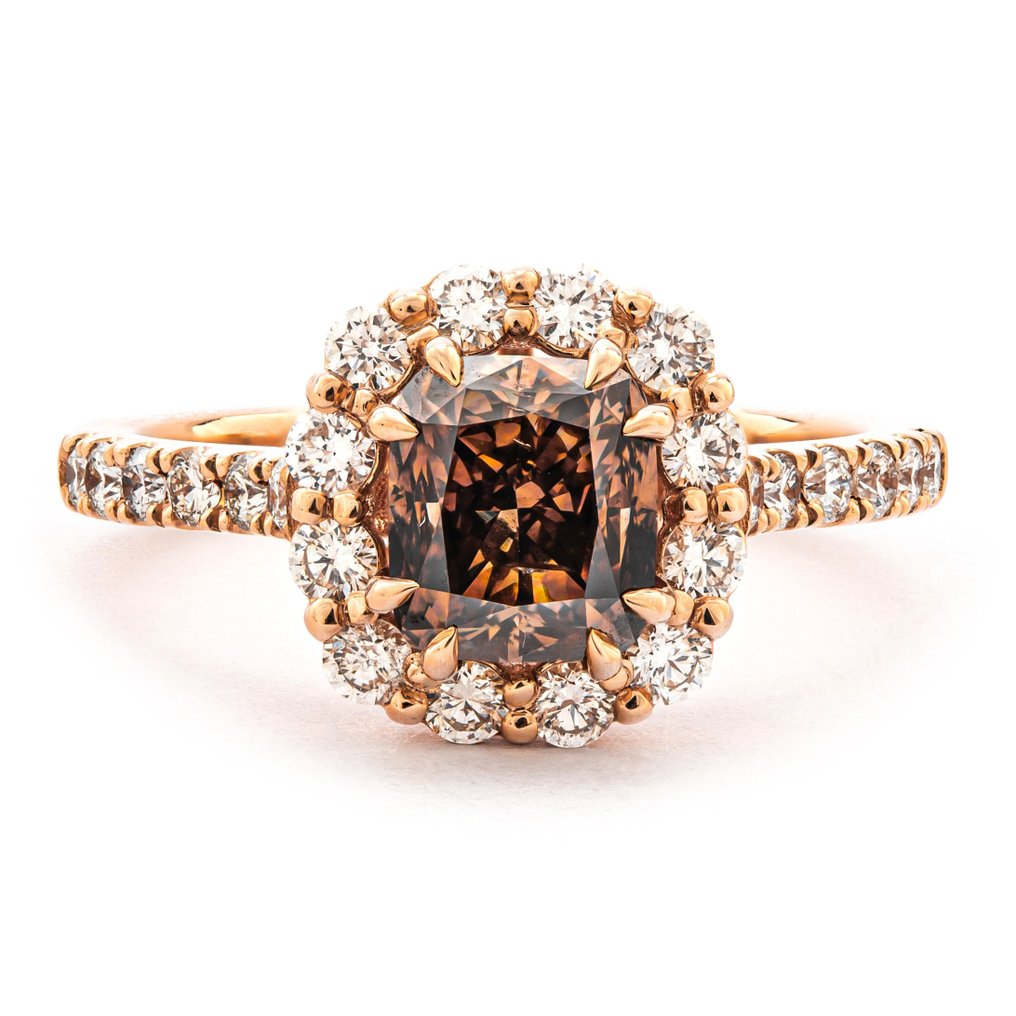 Anel Ouro rosa Castanho Diamante  (Colorido natural) - Diamante #1.1