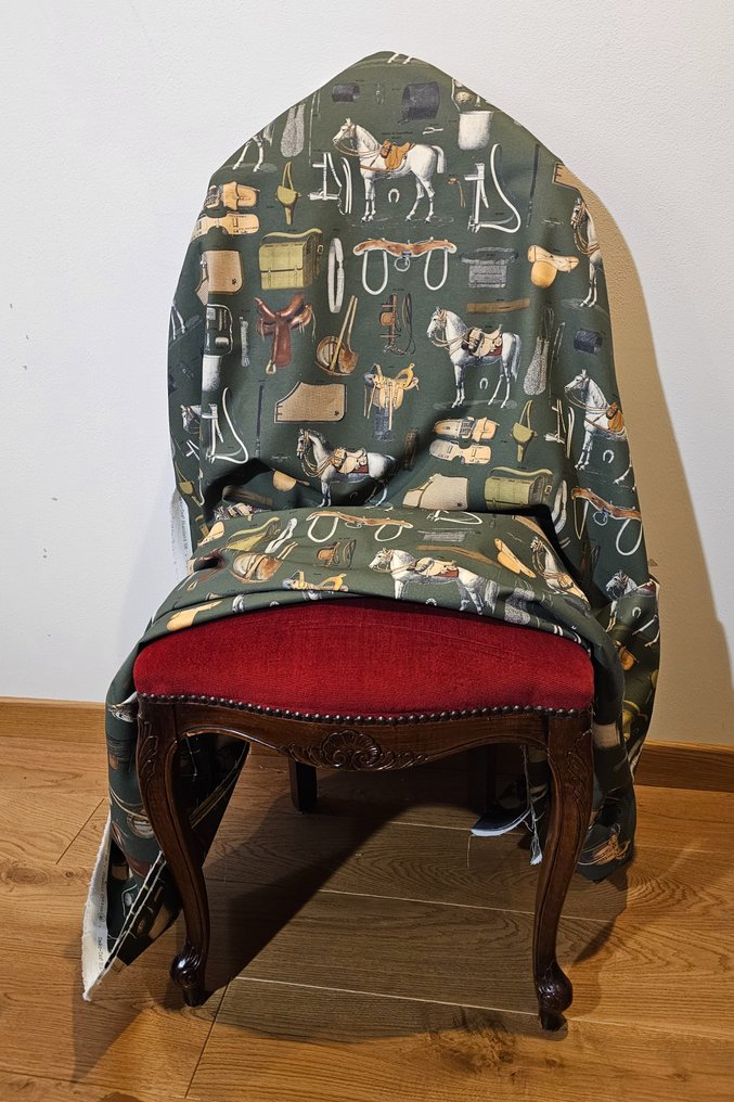 Stoff med hester og rideutstyr - Artmaison Exclusive selection. - Tekstil - 200 cm - 280 cm #3.2