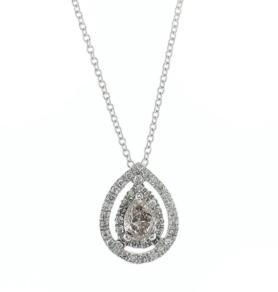 Necklace - 14 kt. White gold -  0.78ct. tw. Diamond  (Natural coloured) #1.1