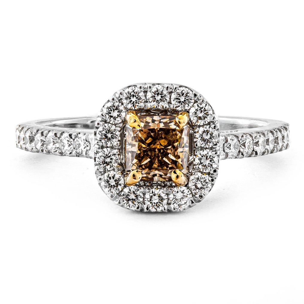 Anello Oro bianco, Oro giallo Marrone Diamante  (Colorato naturale) - Diamante #1.1