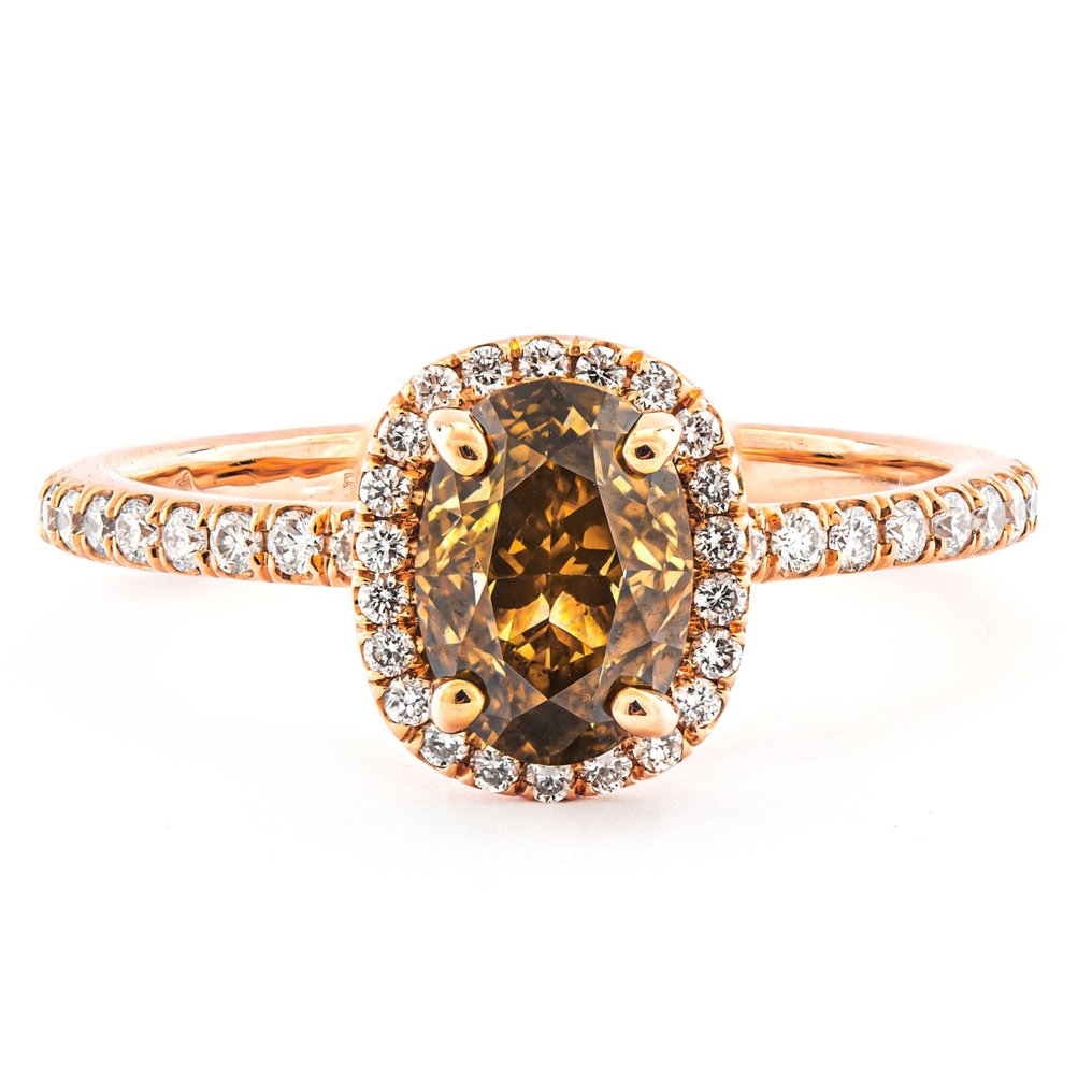 Ring Rose gold -  2.01ct. tw. Brown Diamond  (Natural coloured) - Diamond #1.2
