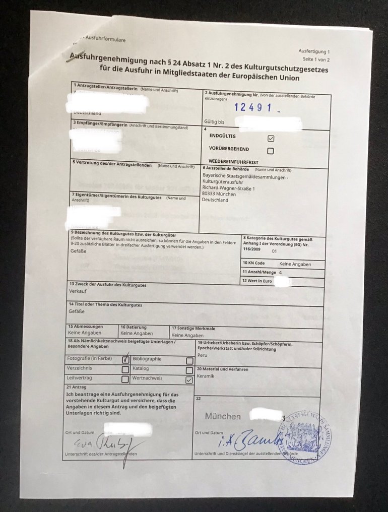 Μοχέ πορτρέτο κεφαλής με δύο θαλάσσια πουλιά στο κεφαλόδεσμά του - Γερμανική άδεια εξαγωγής - Περού Αγγειοπλαστική Vessel #4.3