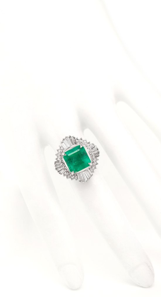 Ring Platina Smaragd - Diamant #3.1