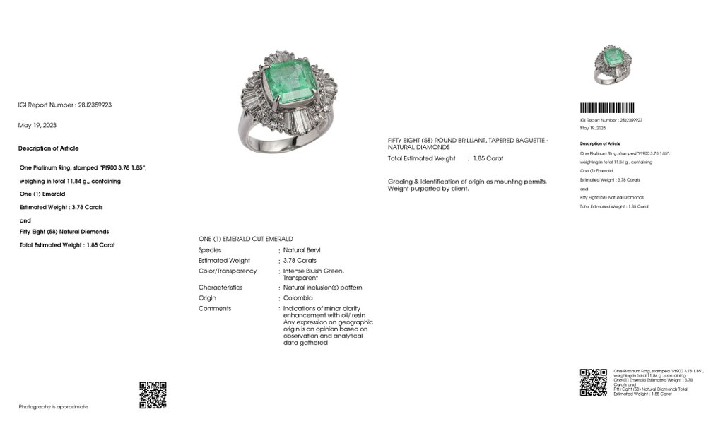Ring Platin Smaragd - Diamant #2.1