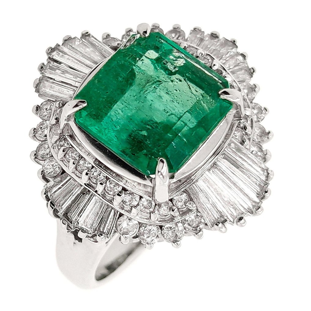 Ring Platina Smaragd - Diamant #1.1