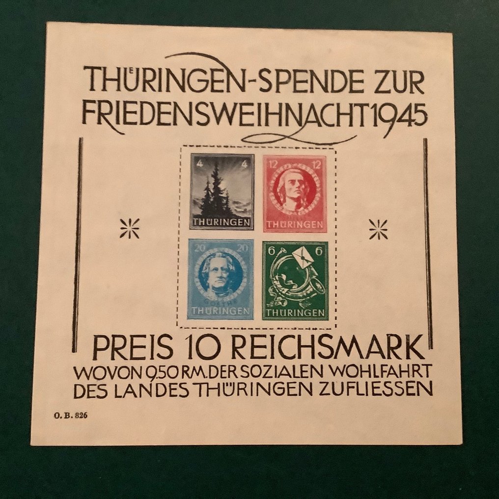 Liittoutuneet - Saksa (neuvostoliiton vyöhyke) 1945 - Joulupala paperilla t ja v - Michel blok,2t en 2v #3.2