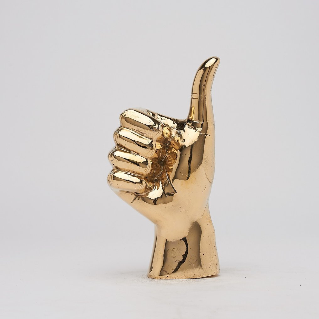 雕塑, NO RESERVE PRICE -THUMBS UP Hand Signal Sculpture in polished Brass - 21 cm - 黄铜 #1.0