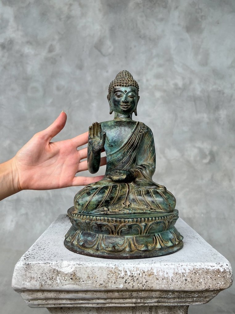 Skulptur, NO RESERVE PRICE - Bronze Sculpture Abhaya Mudra - 27 cm - Bronse #1.0