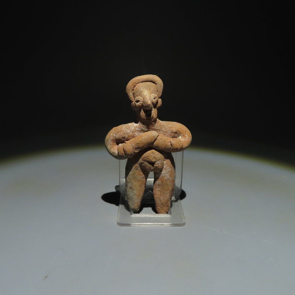 墨西哥西部科利马州 Terracotta 墨西哥西部科利马，人物像。公元前 200 年 - 公元 500 年。高 8.5 厘米。西班牙进口许可证  (没有保留价) #1.1