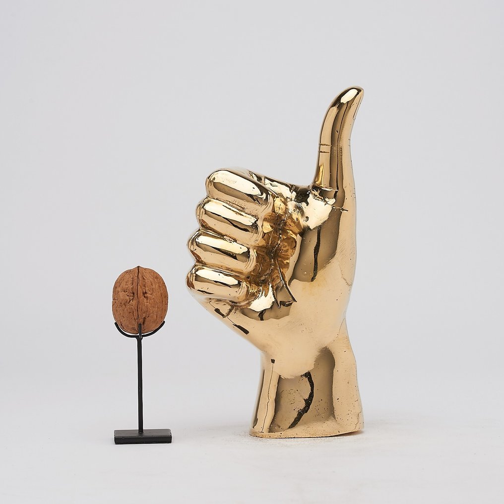 雕塑, NO RESERVE PRICE -THUMBS UP Hand Signal Sculpture in polished Brass - 21 cm - 黄铜 #2.1