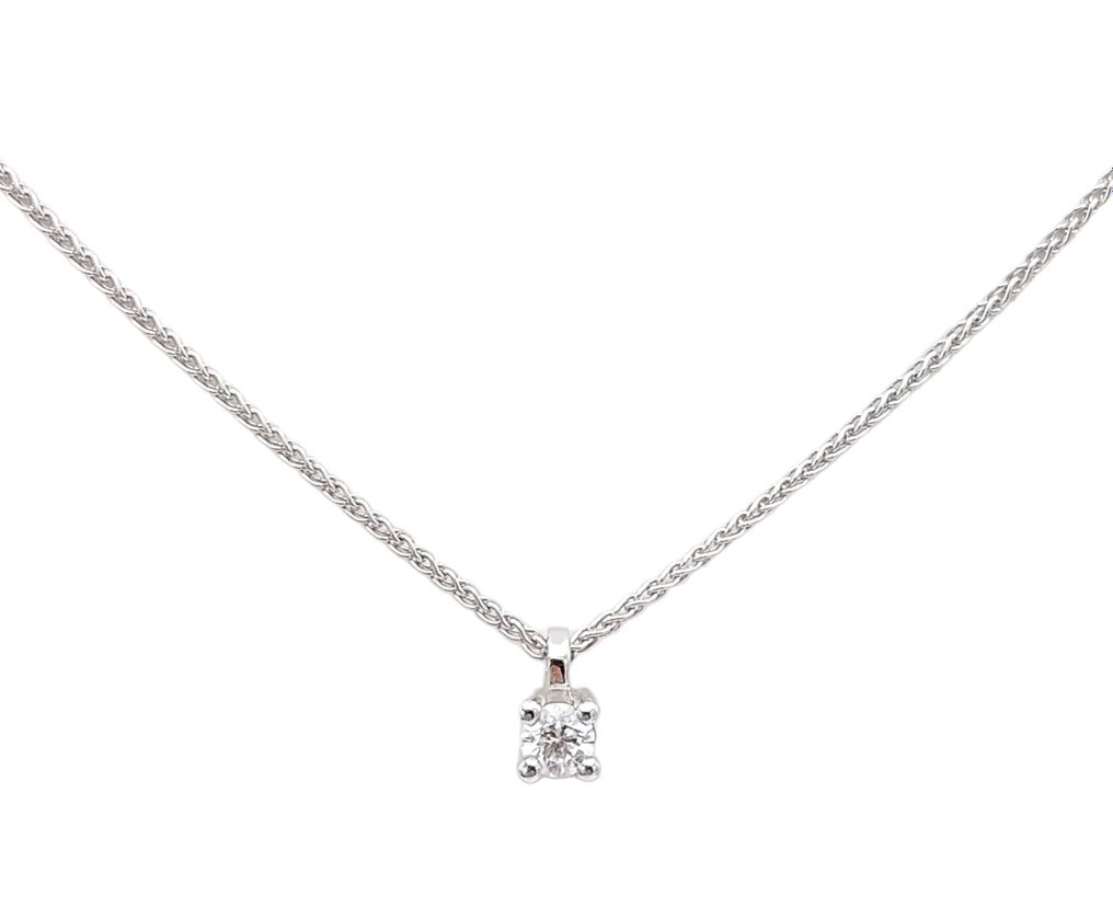 Crivelli - 18 kt Weißgold - Halskette mit Anhänger - 0.15 ct Diamant #1.1