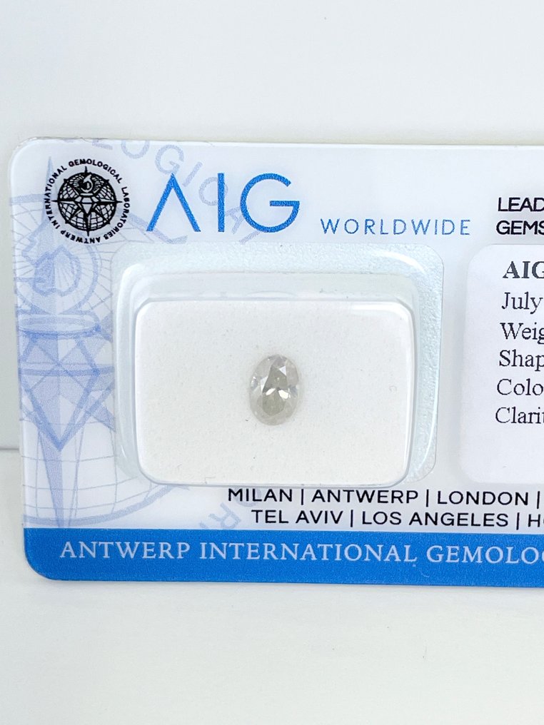 1 pcs Gyémánt  (Természetes)  - 0.51 ct - Ovális - K - SI2 - Antwerpeni Nemzetközi Gemmológiai Laboratóriumok (AIG Israel) #1.2