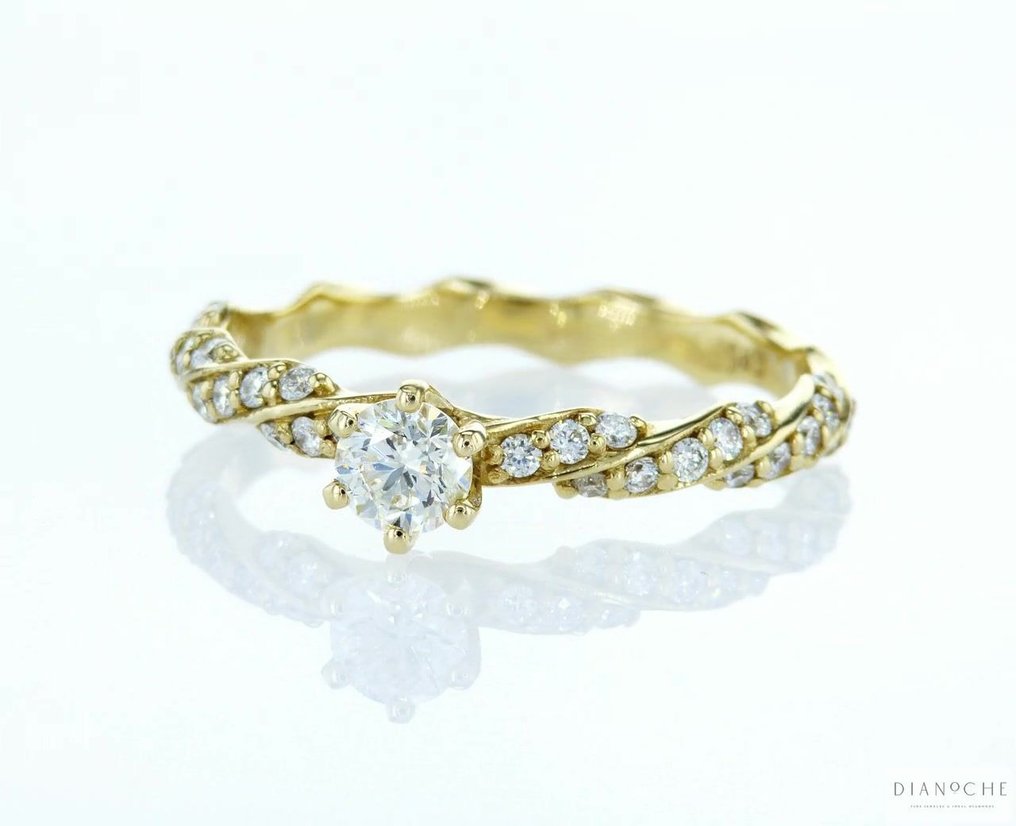 GIA Certificate - .60 total carat of Natural Diamond - 18 karaat Geel goud - Ring - 0.60 ct Diamant - Diamanten #2.2
