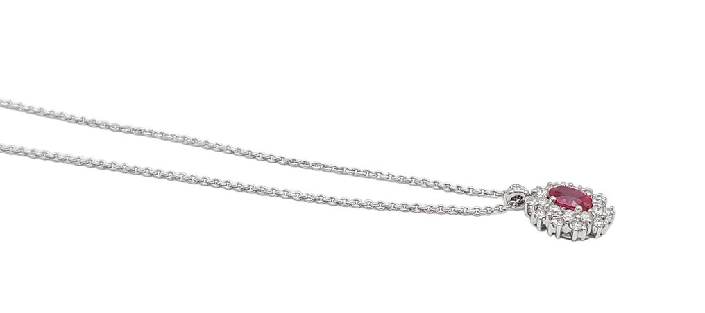 Crivelli - Ketting met hanger - 18 karaat Witgoud -  1.07ct. tw. Robijn - Diamant #2.1