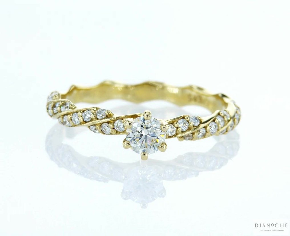 GIA Certificate - .60 total carat of Natural Diamond - 18 karaat Geel goud - Ring - 0.60 ct Diamant - Diamanten #1.1