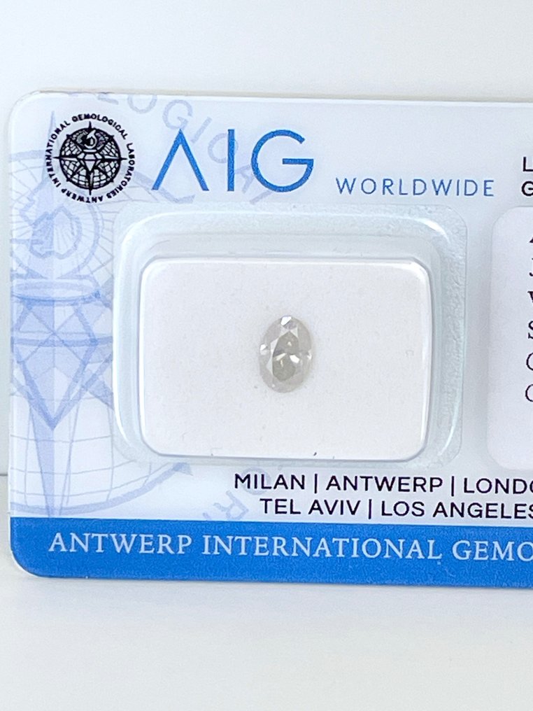 1 pcs Gyémánt  (Természetes)  - 0.51 ct - Ovális - K - SI2 - Antwerpeni Nemzetközi Gemmológiai Laboratóriumok (AIG Israel) #1.1