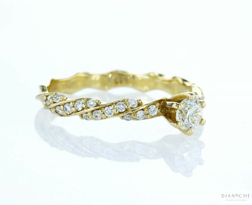 GIA Certificate - .60 total carat of Natural Diamond - 18 karaat Geel goud - Ring - 0.60 ct Diamant - Diamanten #3.2